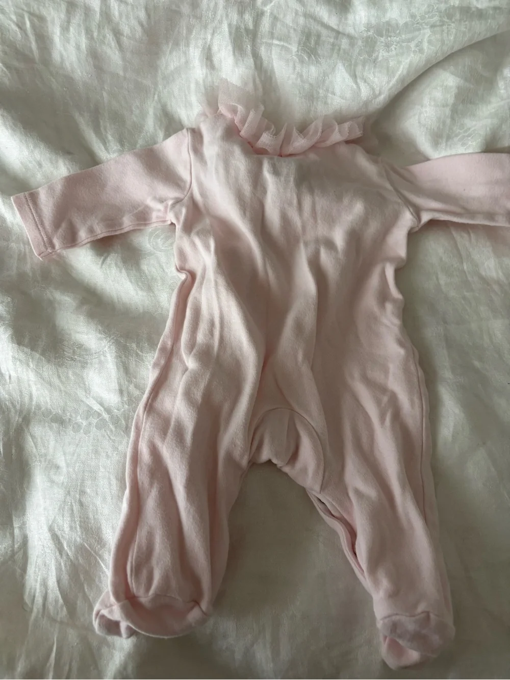 First Impressions Light Pink Ruffle Footed One-Piece